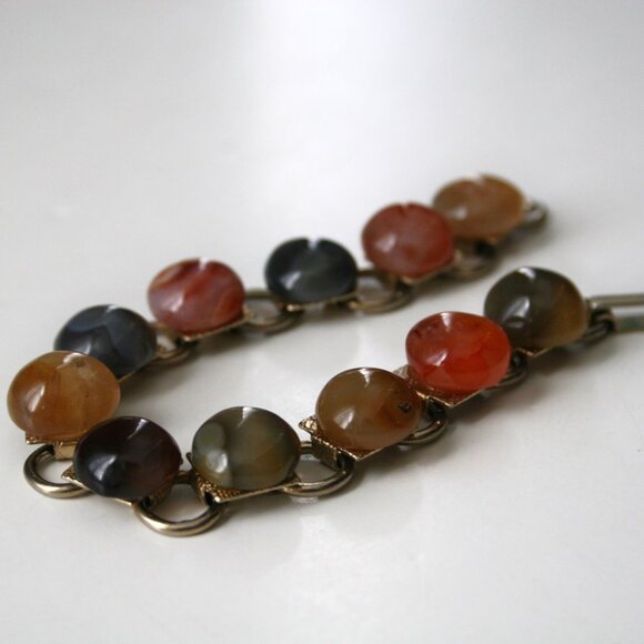 VINTAGE Stone Bracelet Womens  Gold Tone Polished Rock Fall Wear - Picture 3 of 5